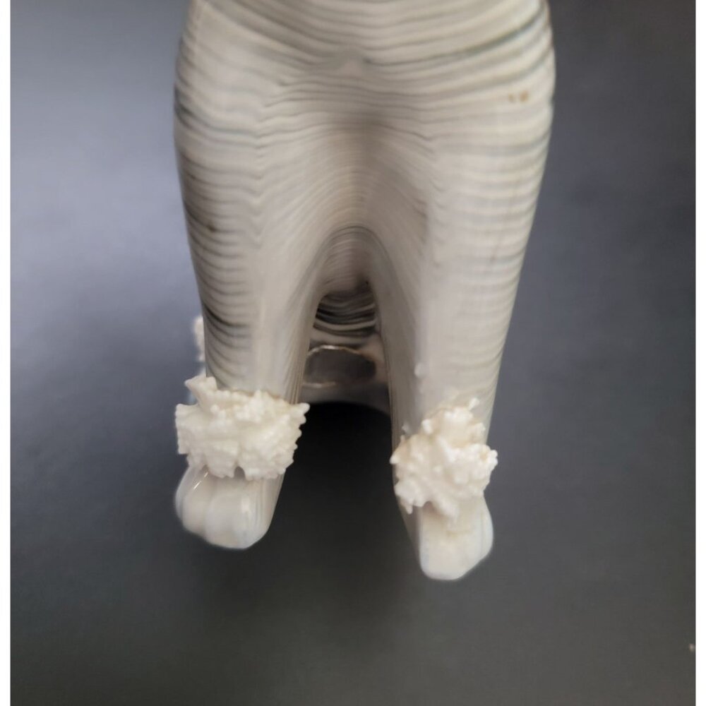 Vintage Kitschy Marble Cake Zoo Spaghetti 7.5" White Gray Poodle Figurine Japan - Picture 8 of 10